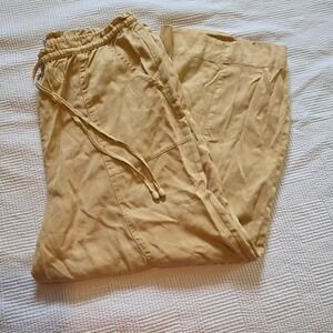 Khaki lyocell wide leg pants